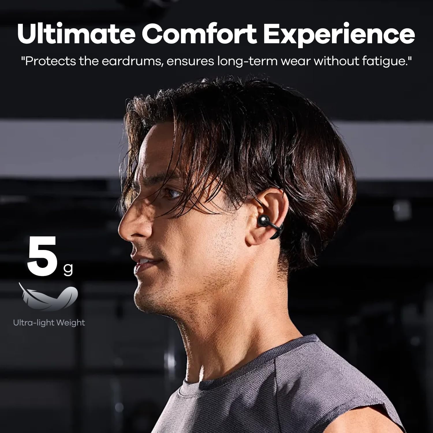 Wireless Earbuds Open Ear Clip On Headphones with LED Digital Display Charging Case Touch Control Bluetooth 5.4 Air Conduction Sport Earphones for Running Fitness, Medium Purple