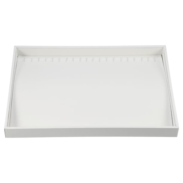 Bandeja de joyería apilable de cuero PU, bandeja organizadora de cajones para collares para escaparate de collares, blanco