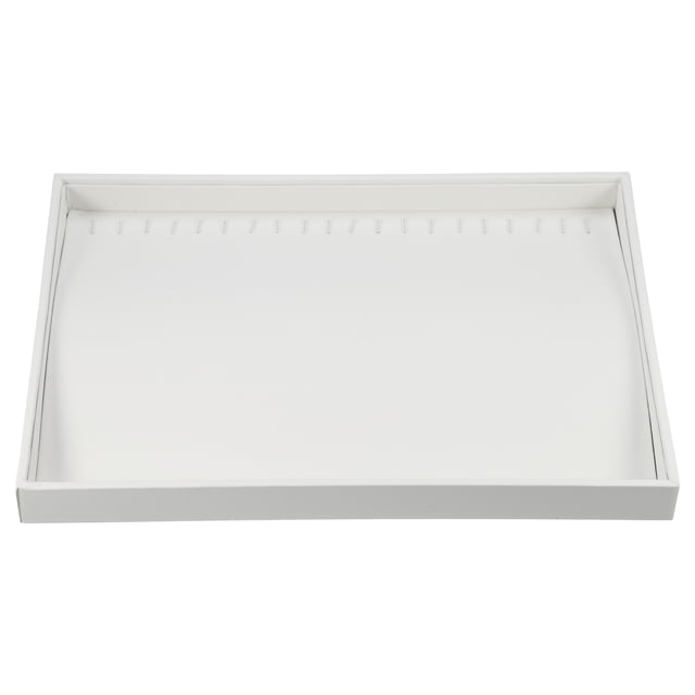 Bandeja de joyería apilable de cuero PU, bandeja organizadora de cajones para collares para escaparate de collares, blanco