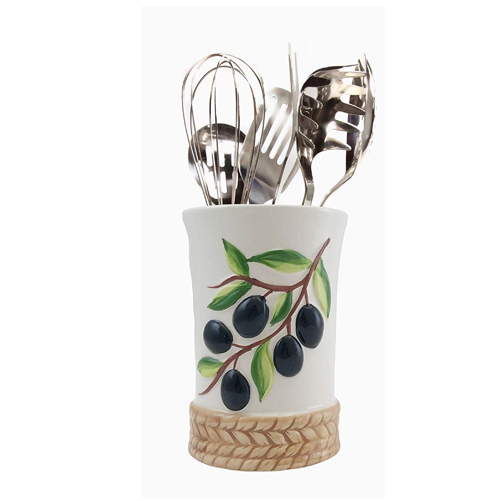 Decorative Lemon Design Utensil Holder Caddy with Sturdy NoTip