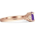 thumbnail image 5 of Three Stone Heart Promise Ring Amethyst Cubic Zirconia Rose Tone 925 Sterling Silver, Size 6, 5 of 7
