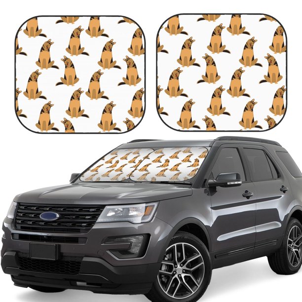 Fotbe German Shepherd Dog Juego de 2 Piezas de Parasoles para Parabrisas | Bloqueador Solar para Auto | Accesorios Plegables para Protección Solar Interior-Small