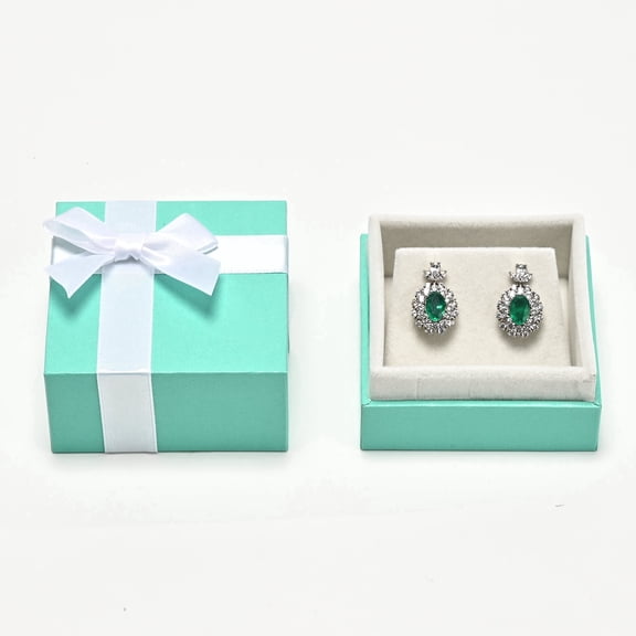 Oirlv Velvet Earring Gift Box with Bowknot Green, 1 Pack