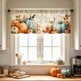 thumbnail image 4 of OutmaxHome Vintage Pumpkin Printed Short Curtain, 17.7x53.9 Inch Watercolor Pumpkin Curtain, Fall Harvest Home Window Decor, 4 of 8