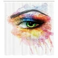 thumbnail image 3 of Ambesonne Eye Shower Curtain, Woman Look Watercolor Art, 69"Wx75"L, Multicolor, 3 of 3