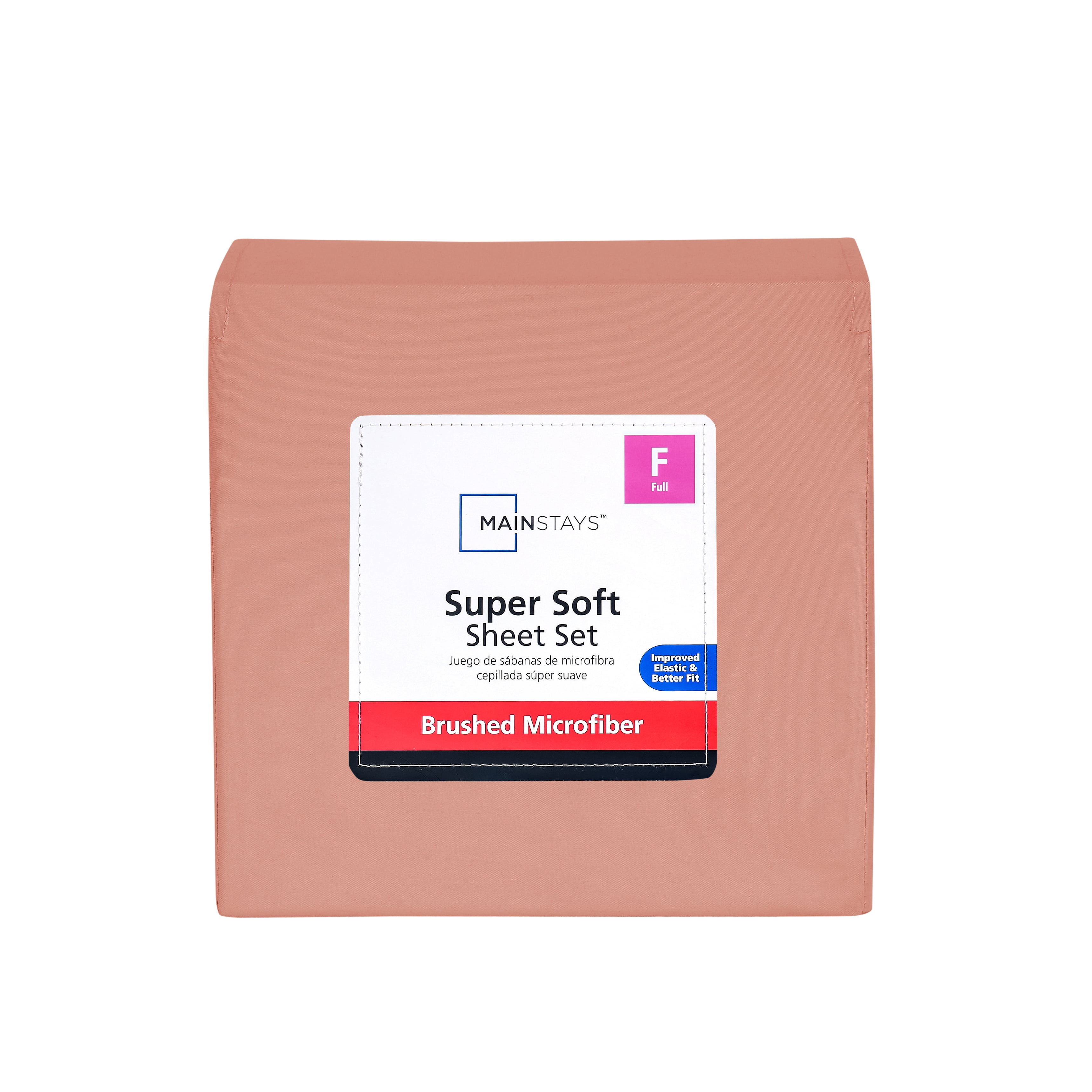 Mainstays Super Soft Brushed Microfiber Bed Sheet Set, Clay Terracotta Dream, Full, 4 Piece