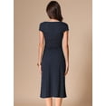 thumbnail image 4 of DARING DIVA Vintage Retro Classic Cap Sleeve Midi Polka Dot Dress M Dark Blue, 4 of 6