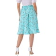 thumbnail image 3 of Faldas midi florales para mujer Inspire Chic, con volantes, cintura alta, fluida, en línea A, con abertura, longitud a la rodilla, color azul lago, 3 of 6