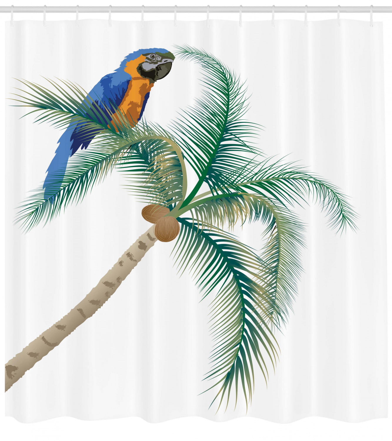 Details about   Exotic Shower Curtain Parrot Coconut Palms Print for Bathroom 