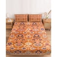 thumbnail image 2 of Twin XL Size Fitted Sheet Set - Boho Orange 2 Piece Bedding Sets 16" Deep Pocket Fitted Sheet with 1 Pillowcases, Country Style Bohemian Floral Retro Tribal Brushed Microfiber Hotel Luxury Bed Sheets, 2 of 9