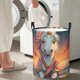 thumbnail image 5 of Balery Starry Sky Cute Horse Cesta de ropa redonda con asas, impermeable, independiente, para ropa, juguetes, dormitorio y familia-Small, 5 of 6
