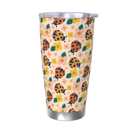 

Ocsxa ladybug and flower Pattern 20oz Travel Coffee Mug with Flip Lid Stainless Steel Insulated Insulated Coffee Mug Thermal Cup with Splash Proof Sliding Lid-Without Straw