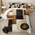thumbnail image 2 of Castle Fairy Minimalist Curved Circle Twin Quilt Set 2 Pieces,Abstract Square Block Twin Coverlet Set,Coffee Cream Black,1 Bedspread and 1 Pillowcase, 2 of 7
