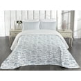 thumbnail image 2 of Ambesonne Sea Life Quilted Coverlet 2 Pcs, Outline Design Fish Design, Twin Size, Dark Sky Blue White, 2 of 4