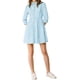 thumbnail image 2 of Vestido de camisa para mujer Inspire Chic, con mangas 3/4, botones, mini vestido azul, talla XS, 2 of 6