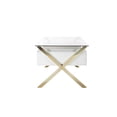 thumbnail image 5 of Pemberly Row Large Glass & Polished Steel Desk in Gold/White and Clear, 5 of 7