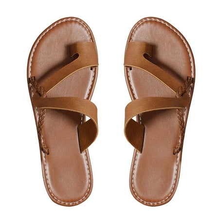 NOKIO Women s Summer Toe Set Flat Heel Strap Large Cool Slippers Fashionable And Comfortable Flat Heel Sandals And Slippers Women s Leather Flat Flip Flops Fashion Thong Slide Sandals
