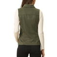 thumbnail image 3 of INSPIRE CHIC Women's Vest Button Front Sleeveless Faux Suede Utility Cargo Jacket with Pockets Army Green S, 3 of 6