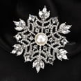 thumbnail image 5 of Zircon Snowflake Bouquet Lapel Brooch Pin Simulated Pearl Winter Snow Flower Austrian Rhinestone Pins Exquisite Christmas New Year Jewelry Gifts Corsage for Sweater Hat Dress Badges Brooches, 5 of 6