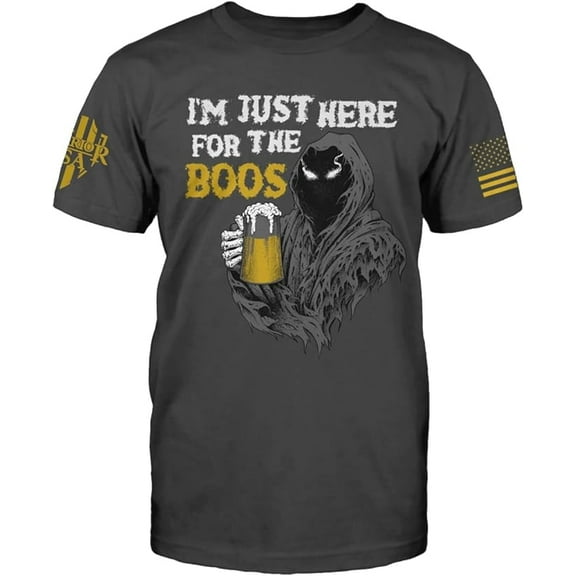 Warrior USA Here for The Boo's - Cotton Blend, Screen Printed in The USA, American Made, Regular Fit, Gray, 3X-Large