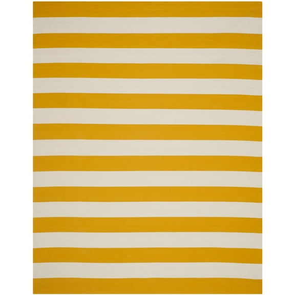 SAFAVIEH Montauk Saranna Striped Cotton Area Rug, Yellow/Ivory, 6' x 9'