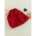 thumbnail image 3 of hirigin Baby Girl Plush Coat Warm Solid Color Lapel Long Sleeve Button Down Plush Jacket Winter Outwear, 3 of 7