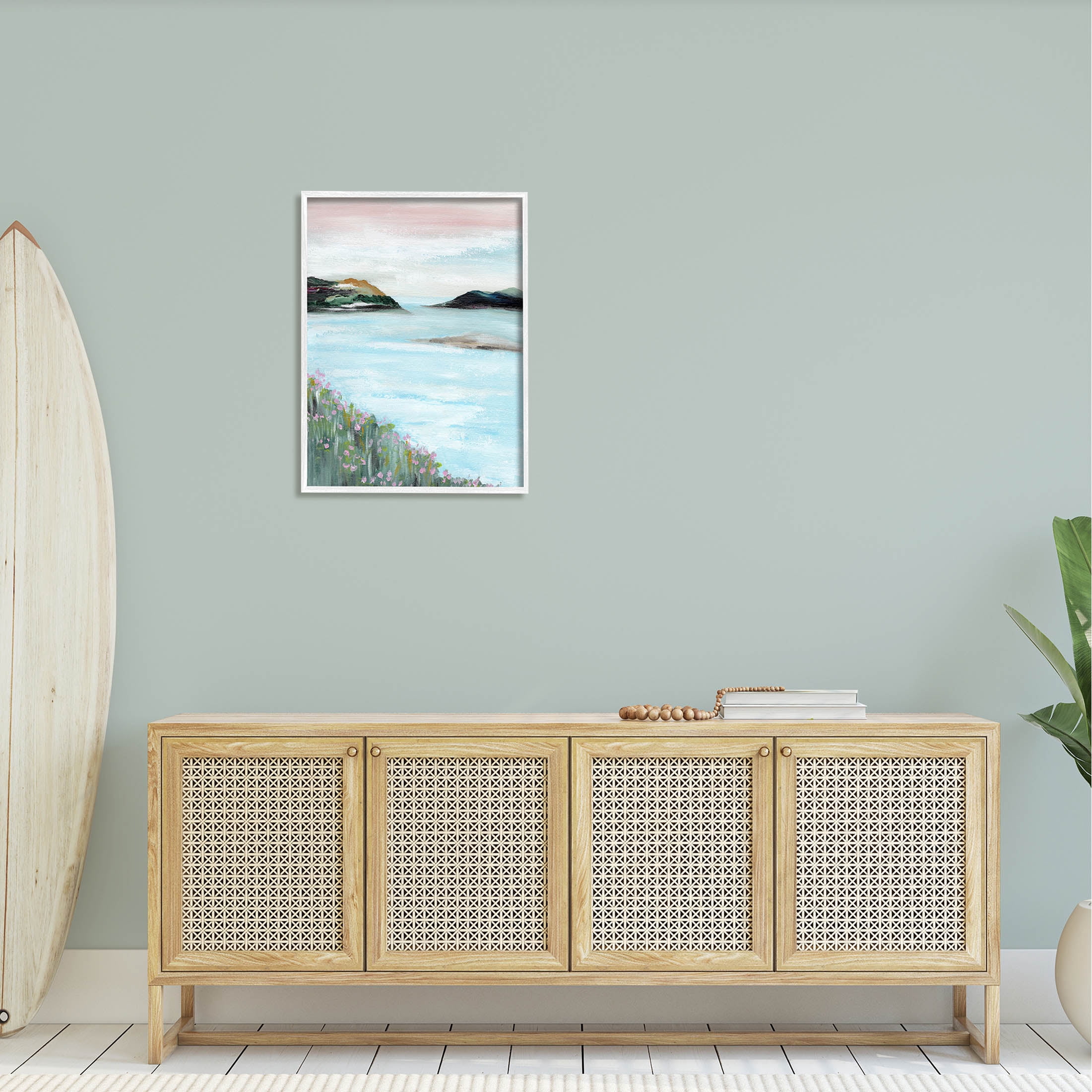 Stupell Industries Rocky Lakeside Meadow Pink Blooms Painting White Framed Art Print Wall Art, Design by Nikita Jariwala