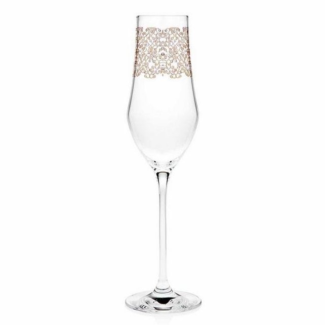7 oz Allegra Gold Flutes Stemware - Set of 4