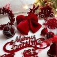 thumbnail image 5 of Nordic light luxury flocking Christmas pendants for Christmas decorations snowflake pendants Christmas dress-up supplies red flocking t, 5 of 5