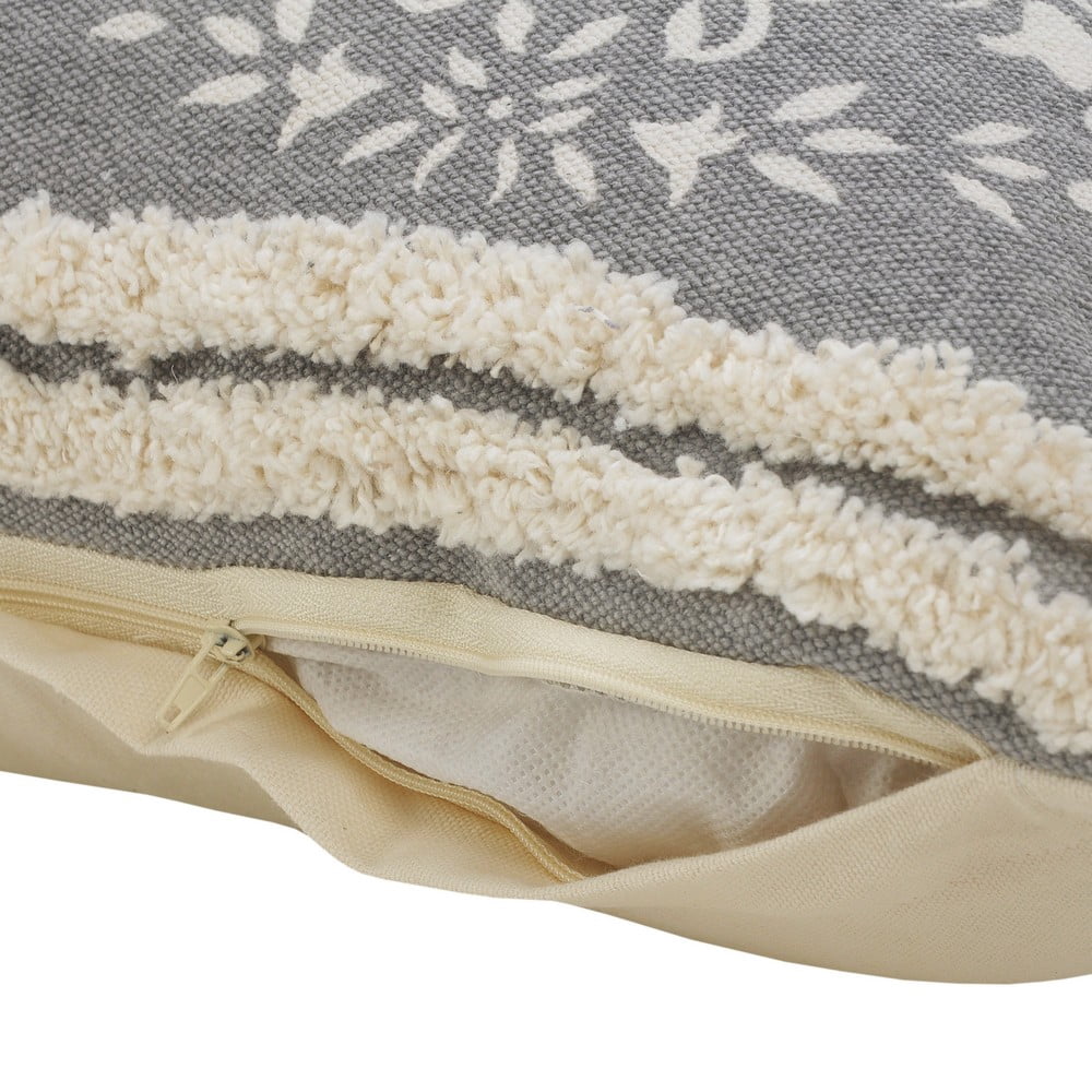 Ox Bay 14" x 36" Hand-Woven Gray/ White Medallion Organic Cotton Pillow Cover