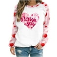 thumbnail image 2 of Jacenvly Pullover Sweaters for Women Clearance Round Neck Blouse Loose Long Sleeve Shirt Soft Comfort Heart Printed Fashion Women'S Casual Printed Women'S Hatless Sweatshirt Top Pink, 2 of 4