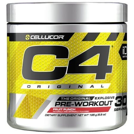 C4 Original Pre Workout Powder Energy Drink Supplement For Men & Women with Creatine, Caffeine, Nitric Oxide Booster, Citrulline & Beta Alanine, Fruit Punch, 30 Servings