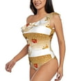 thumbnail image 2 of Easygdp Christmas Snowman Gift Women's One Shoulder Ruffle Monokini Bathing Suits with Removable Chest Pad, Quick Drying - Medium, 2 of 8