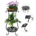 thumbnail image 3 of 2 Tier Metal Plant Stand Flower Pot Holder Shelves for Garden Home, Vintage & Rustic Style Indoor Outdoor Pots Container Supports, 3 of 8