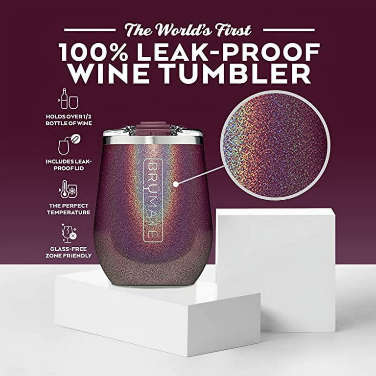 BruMate Uncork'd 14 oz Glitter Merlot BPA Free Wine Tumbler with
