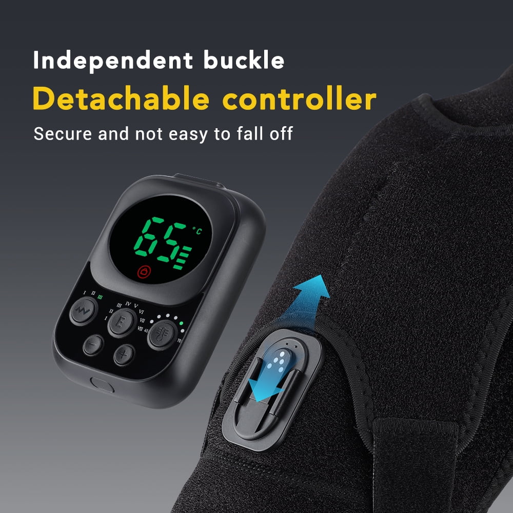 Flaremore Heated Shoulder Brace Wrap,Electric Shoulder Heating Pad with App Remote Control,5000mAh Rechargeable Cordless Shoulder Massager with 3 Adjustable Vibrations and Heating Modes for Relax