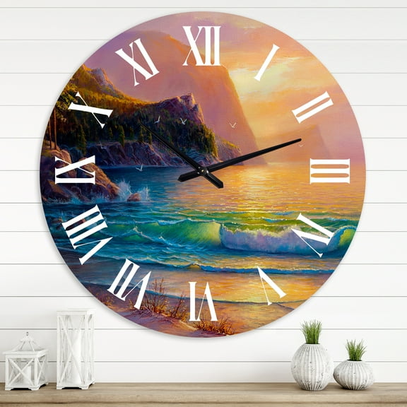 Designart 1 in Quartz Coastal Wall Clock