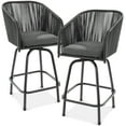 thumbnail image 2 of Best Choice Products Set of 2 Woven Wicker Swivel Barstools, Patio Bar Height Chairs w/ 360 Rotation - Black/Gray, 2 of 8