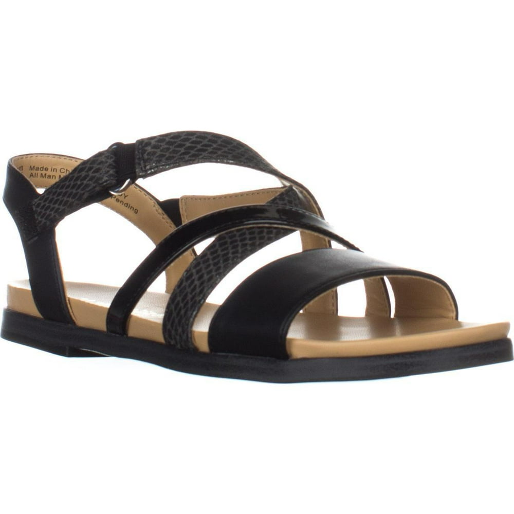Naturalizer Womens naturalizer Kandy Flat Strappy Sandals, Black
