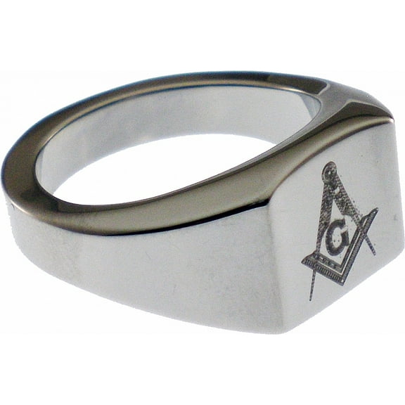Mason Etched Symbol Mens Ring [Silver - 9 1/2]