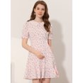 thumbnail image 4 of INSPIRE CHIC Robe Fleurie à Col Peter Pan Évasée pour Femme Rose m, 4 of 4
