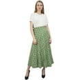 thumbnail image 3 of Phagun Summer Wear Ikat Printed Reversible Wrap Skirt Cotton Green Boho Dress, 3 of 6