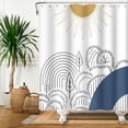 thumbnail image 5 of 72x84 Inch Abstract Trees Shower Curtain Burning Sun Mountain Trees Forest Minimalist Art Line Shower Curtain Modern Bathroom Decor Polyester Fabric Cloth Waterproof Set with Hooks, 5 of 6