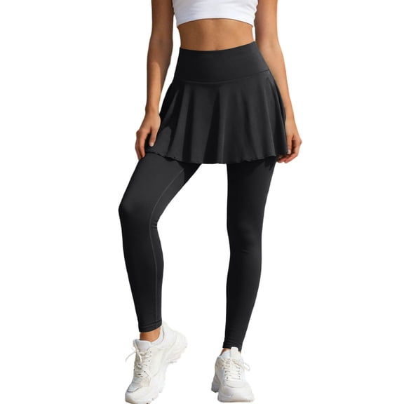 XIAOCHA Women's Tennis Skort Solid Stretch Built In Leggings Gym Workout Sport Yoga Pants