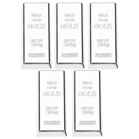 

5Pcs Simulated Silver Bars Children Silver Bars Playthings Fake Silver Model Toys Kids Accessory