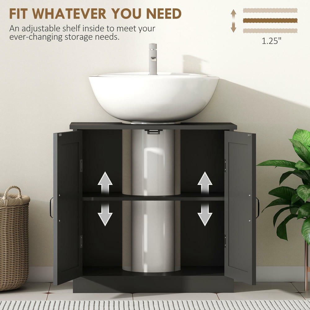 Resenkos Bathroom Sink Cabinet, Pedestal Sink Cabinet with Adjustable Shelf, Black(sink not included)