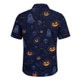 thumbnail image 5 of GrmtClth Men’s Light Halloween Button Down Shirt Short Sleeve Gothic Forest Ghost Bat Full Print Loose Fit Party Vacation Blouse Purple M, 5 of 5
