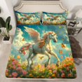 thumbnail image 2 of Manfei Chic Unicorn Full Size Sheets,Colorful Flower Floral Bed Sheets,Magic Cartoon Animal Sheet Sets For Girl Kids,Super Cozy Room Decor,4 Pieces, 2 of 7