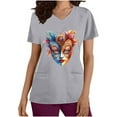 thumbnail image 2 of Jinhomg Holiday Graphic Scrubs for Women 2025 Mardi Gras Mask Graphic Tunic Tops Lightweight Carnival Themed V-Neck Caregiver Tops Nurse Gifts 90 off Clearance Sale Gray L, 2 of 6