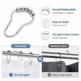 thumbnail image 5 of Tattom 24 Pack Stainless Steel Shower Curtain Hooks, Rust Resistant Roller Rings with Gliding Balls, Polished Nickel Heavy Duty Hangers for Bathroom Rods, 5 of 6